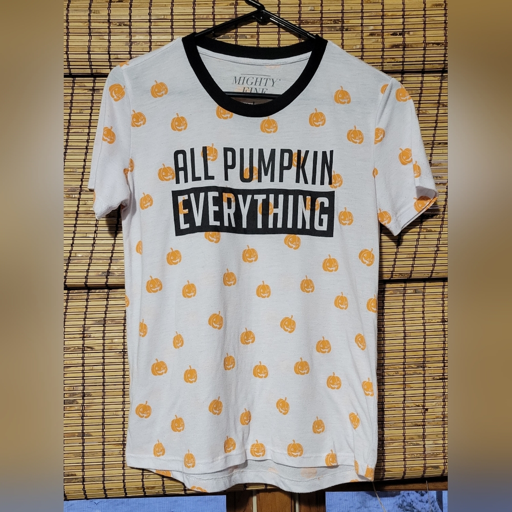 Women's mighty fine pumpkin shirt large
